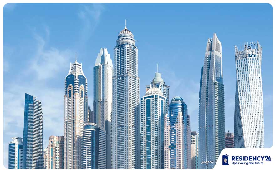 dubai skyline sunset business success