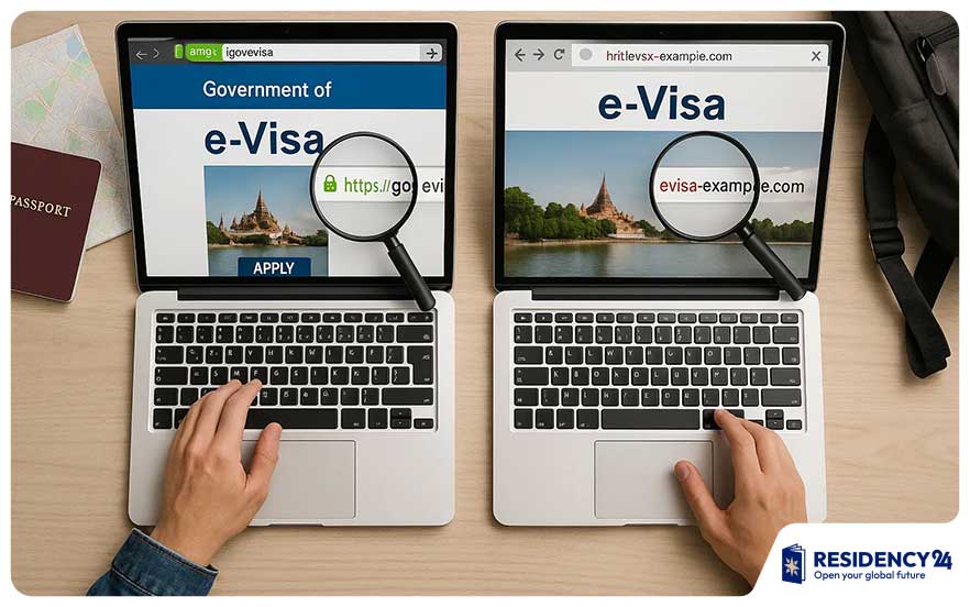 online visa application laptop vs visa center office