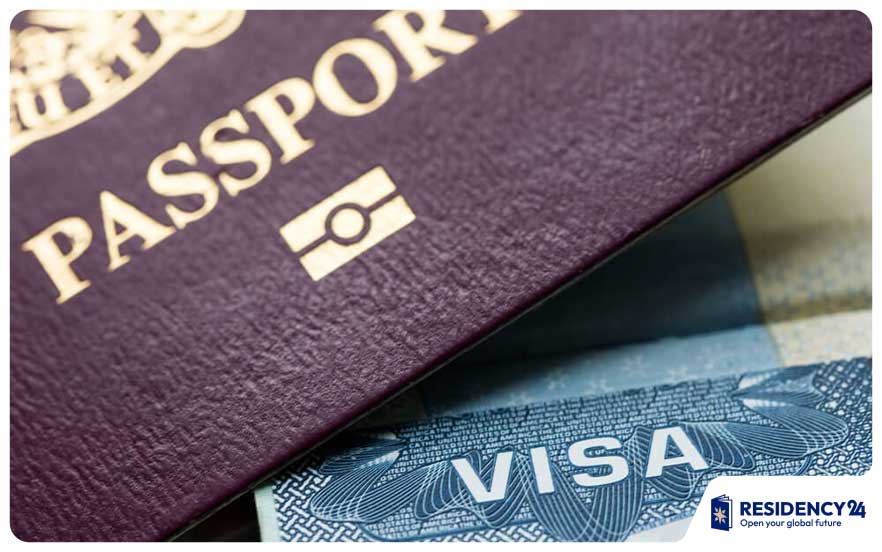 passport and visa on decsk