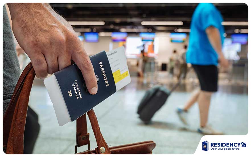 passport and visa together flat lay