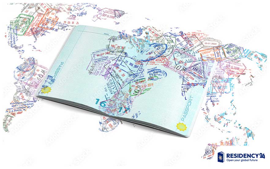 passport stamps world travel concept