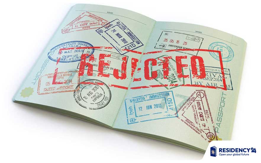 visa rejection document embassy stamp