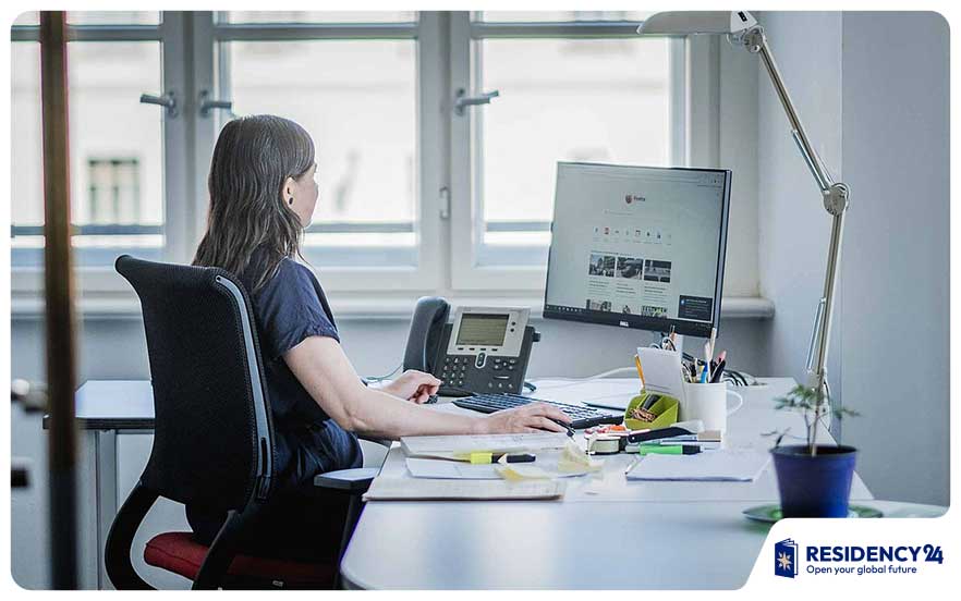 office administrative assistant working desk