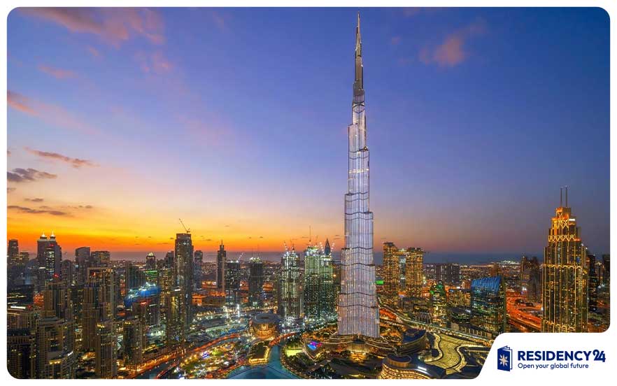 Dubai business district aerial