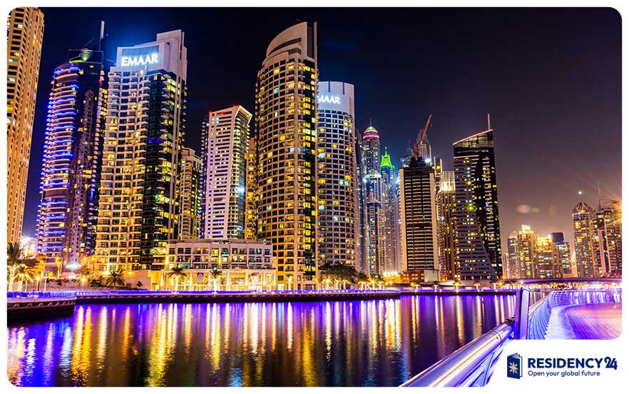 Dubai Marina skyline night