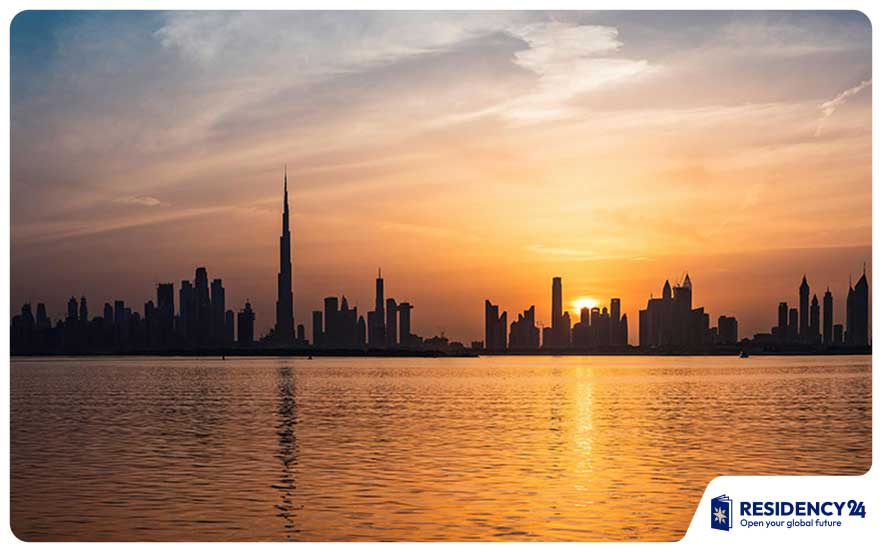 Dubai skyline sunset travel blog