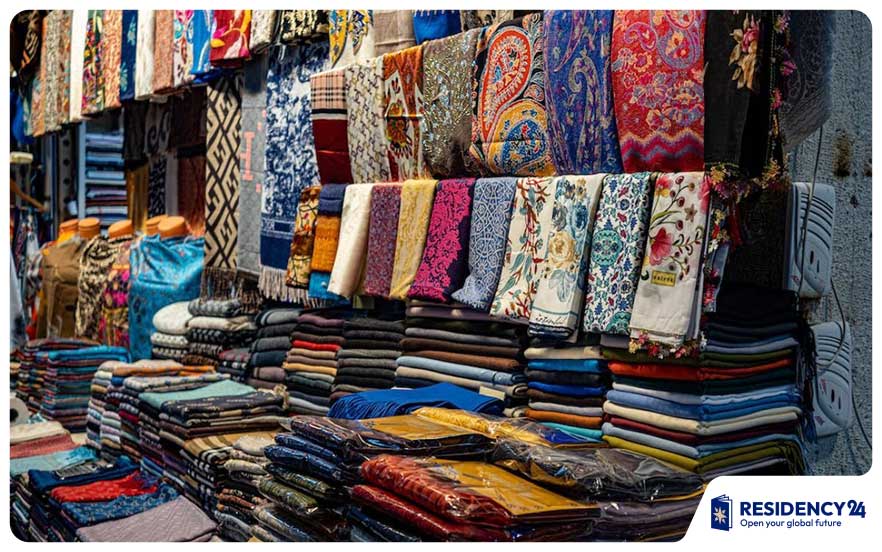 Dubai textile souk fabrics colorful